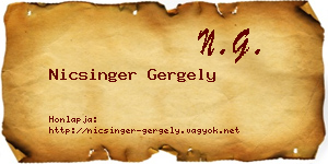 Nicsinger Gergely névjegykártya